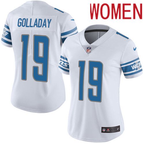 Women Detroit Lions 19 Kenny Golladay Nike White Vapor Limited NFL Jersey